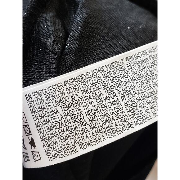 Forever 21 Sequin Pant Womens 0X Black Geo Print Elastic waist Wide Legs Pull On - Picture 9 of 12